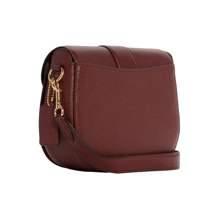 COACH Georgie Leather Bacchus Bag Saddle Bag Shoulder Bag Crossbody Bag Small Size Women's Pink & Red Brown-1