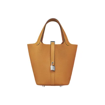 HERMES Picotin Lock Cow Leather Handbag 18 Women's Sesame