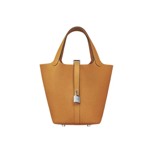 HERMES Picotin Lock Cow Leather Handbag 18 Women's Sesame