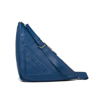 PRADA Triangle Leather Bonded Recycled Nylon Triangle Bag Shoulder Bag Crossbody Bag Men's Dark Purple Blue