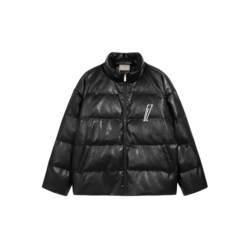 PCMY x Genesiszero Solid Color Letters Stand Collar Loose Fit Puffer Jacket Unisex-1