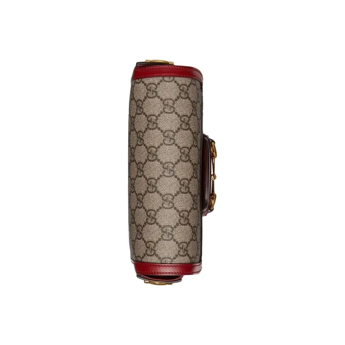 GUCCI Horsebit 1955 Canvas With Leather Saddle Bag Shoulder Bag Crossbody Bag Mini Women's Ebony/Red-5