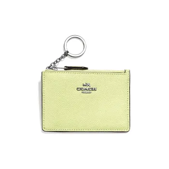 COACH Skinny Id Case Leather Handheld ID Card Holder With Card Clip And Card Case Mini Women's Candy Yellow Green