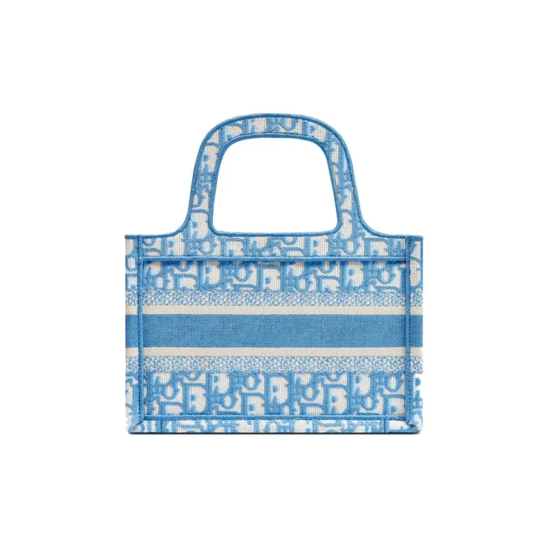DIOR BookTote Embroidery Tote Bag Shopping Bag Handbag Mini Women's Cornflower Blue-1