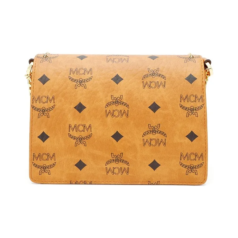 MCM Patricia Visetos Cow Leather Crossbody Bag, Shoulder Bag Mini Women's Cognac-3