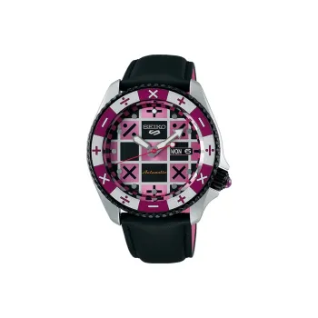SEIKO Automatic Mechanical Movement Leather Watch Bands Watch Unisex Pink Watch Dial SBSA033