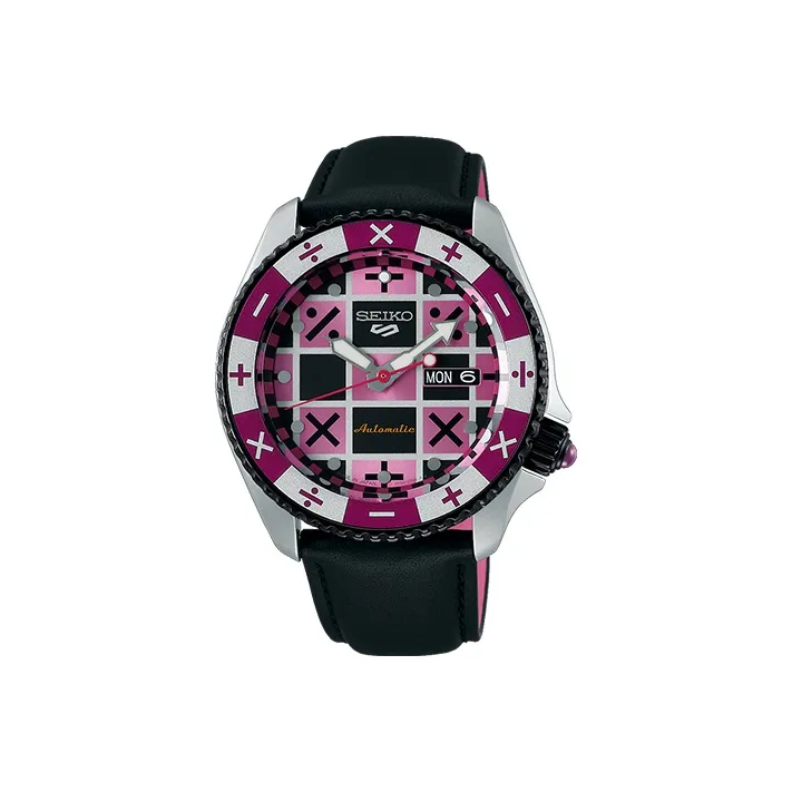 SEIKO Automatic Mechanical Movement Leather Watch Bands Watch Unisex Pink Watch Dial SBSA033-0