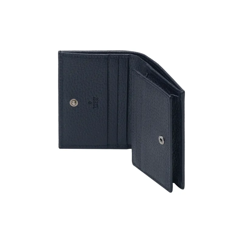 GUCCI Horsebit 1955 Canvas Double Fold Card Holder, Wallet Unisex Blue-5