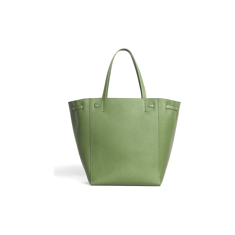 CELINE Grain Cow Leather Handbag Tote Bag Shoulder Bag Women's Light Khaki-2