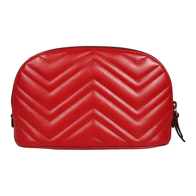 GUCCI Marmont Leather Clutch Makeup Bag Women's Red-1