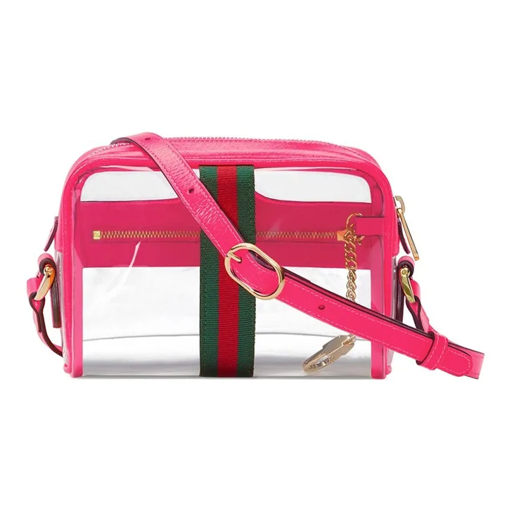 GUCCI Ophidia Leather Patchwork Camera Bag Shoulder Bag Crossbody Bag Mini Women's Transparent/Fuchsia Pink-3