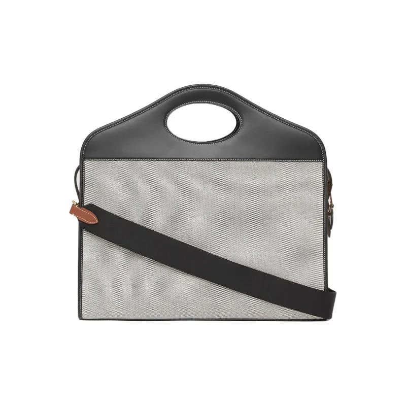 Burberry Cow Leather Tote Bag, Shopping Bag, Shoulder Bag, Crossbody Bag, Handbag Medium Size Unisex Black-4