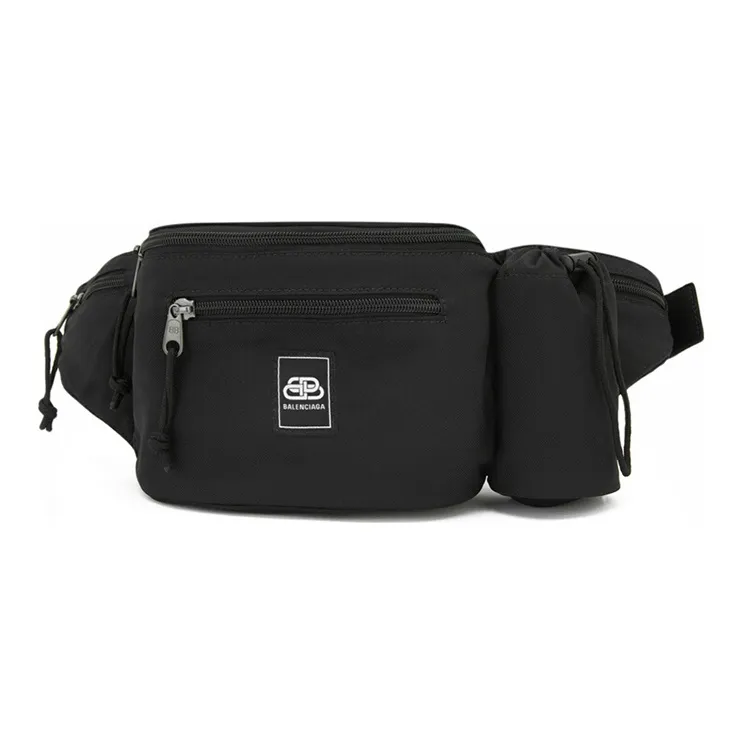 Balenciaga Nylon Fabric Fanny Pack Small Size Men's Black-0