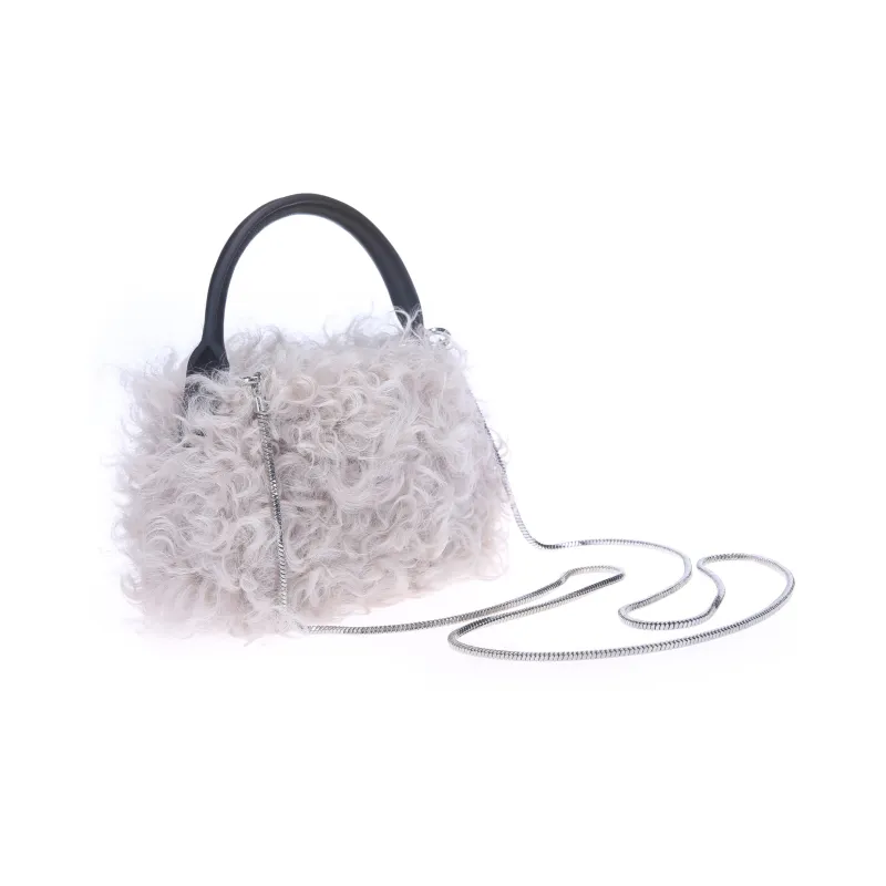 QULU Wool Portable Crossbody Cell Phone Pouch Mini Women's Ecru Jasper Yellow Milk Coffee Black-1