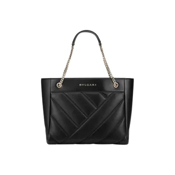 BVLGARI Serpenti Cabochon Calfskin Tote Bag Shopping Bag Handbag Shoulder Bag Crossbody Bag Women's Black