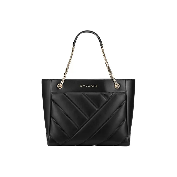 BVLGARI Serpenti Cabochon Calfskin Tote Bag Shopping Bag Handbag Shoulder Bag Crossbody Bag Women's Black-0