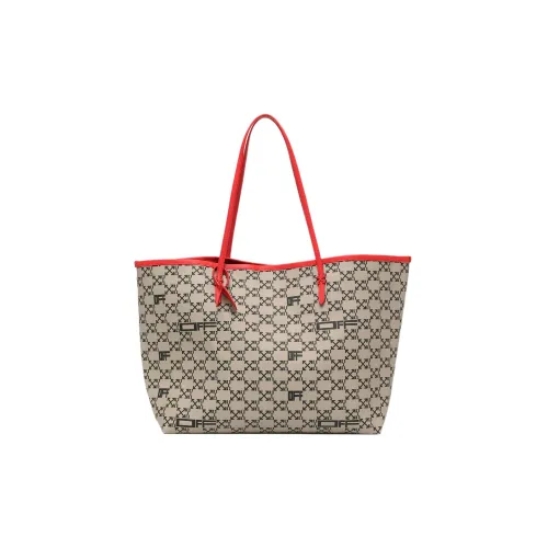 OFF-WHITE Arrows Logo Print Tote Bag Taupe/Red