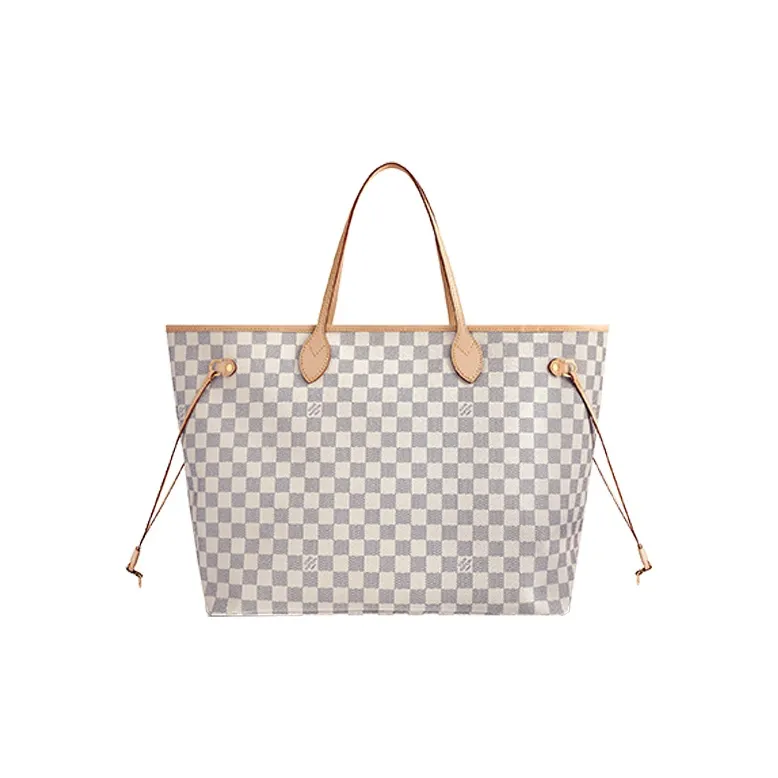 LOUIS VUITTON Canvas With Leather Tote Bag Shopping Bag Combo One Shoulder Handbag Large Size Women's White-1
