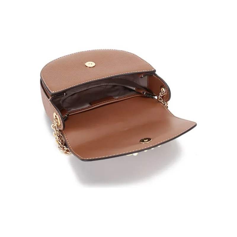 MICHAEL KORS Cow Leather Saddle Bag Crossbody Shoulder Bag Mini Women's Caramel Brown-5