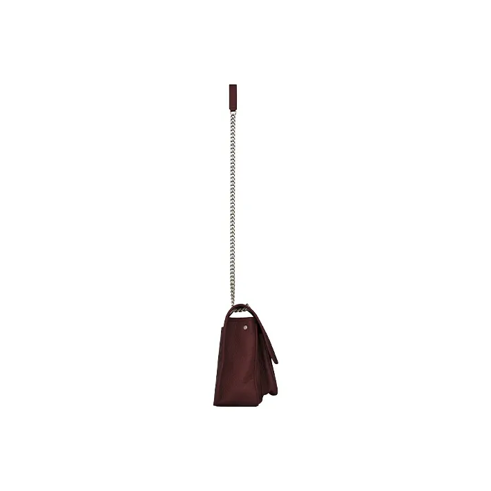 SAINT LAURENT Cow Leather Hobo Bag, Shoulder Bag, Crossbody Bag Medium Size Women's Burgundy-3