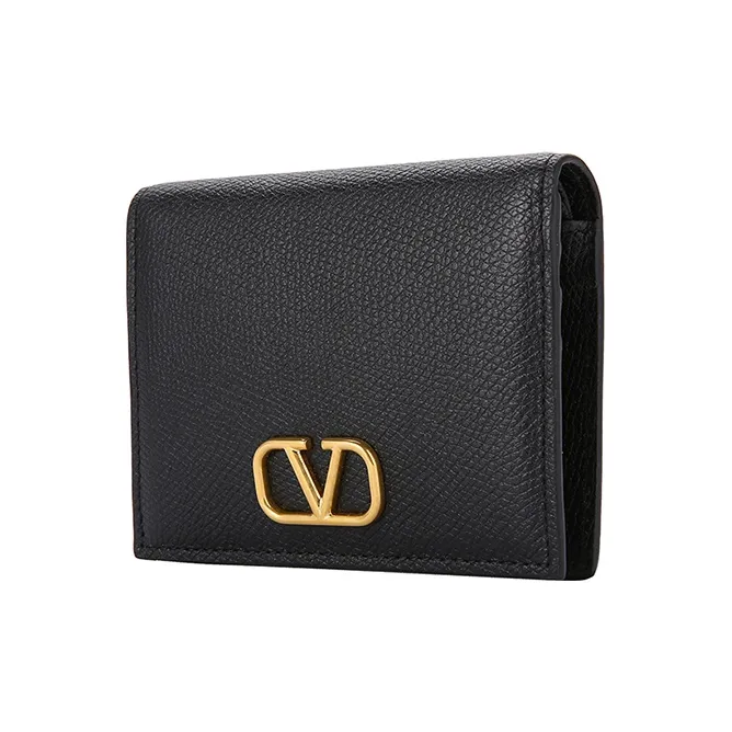 Valentino Vlogo Cow Leather Wallet, Card Holder Regular Women's Black-1