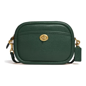 COACH Camera Pebbled Leather Camera Bag Shoulder Bag Crossbody Bag Regular Women's Forest Green