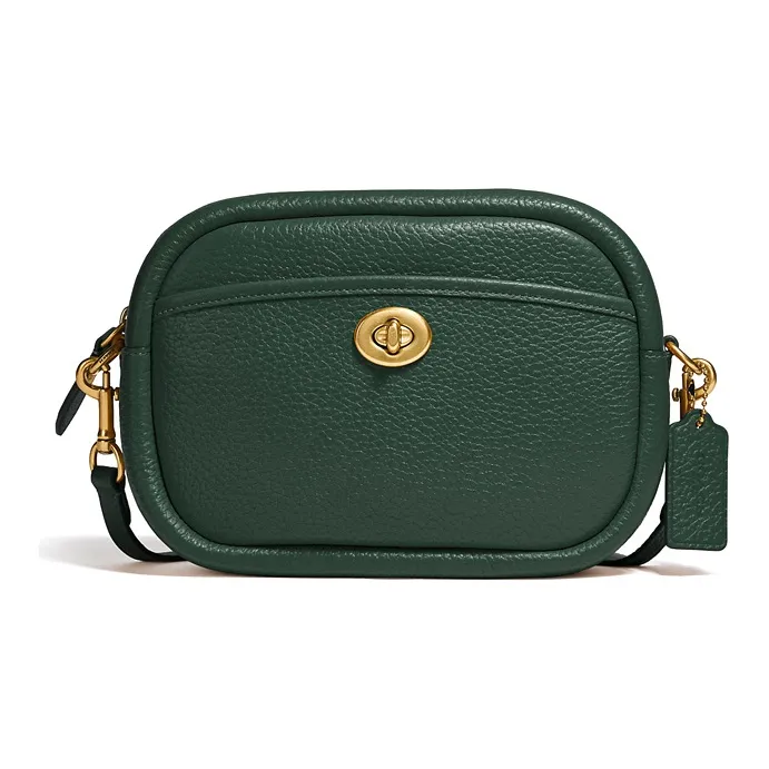 COACH Camera Pebbled Leather Camera Bag Shoulder Bag Crossbody Bag Regular Women's Forest Green-0