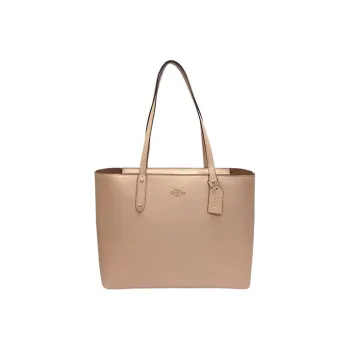 COACH Central Polished Pebbled Leather Tote Bag Shopping Bag Shoulder Bags Women's Nude Pink