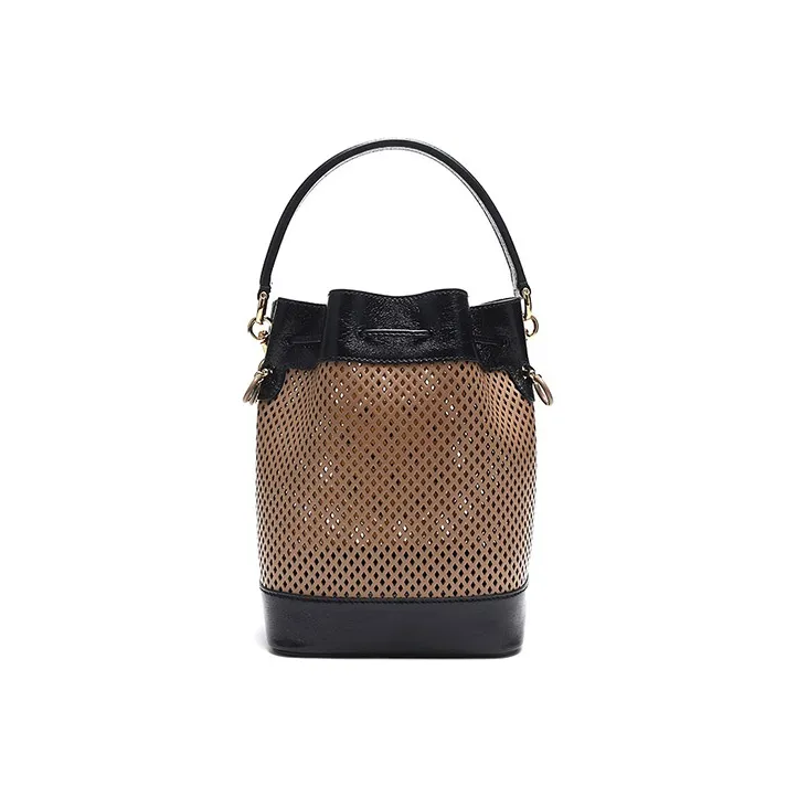 FENDI Mon Tresor Leather Shoulder Bag, Crossbody Bag, Handbag Trumpets Women's Brown Black-3