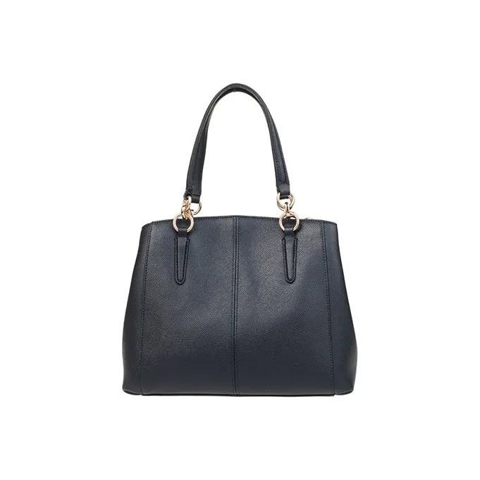 COACH Leather Horseshoe Bag, Shoulder Bag, Crossbody Bag, Handbag Large Size Women's Dark Blue-3