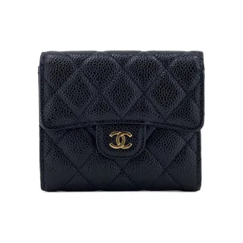 CHANEL Calfskin Handheld Wallets Women's Black