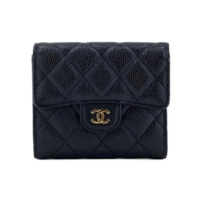 CHANEL Calfskin Handheld Wallet Women's Black-0