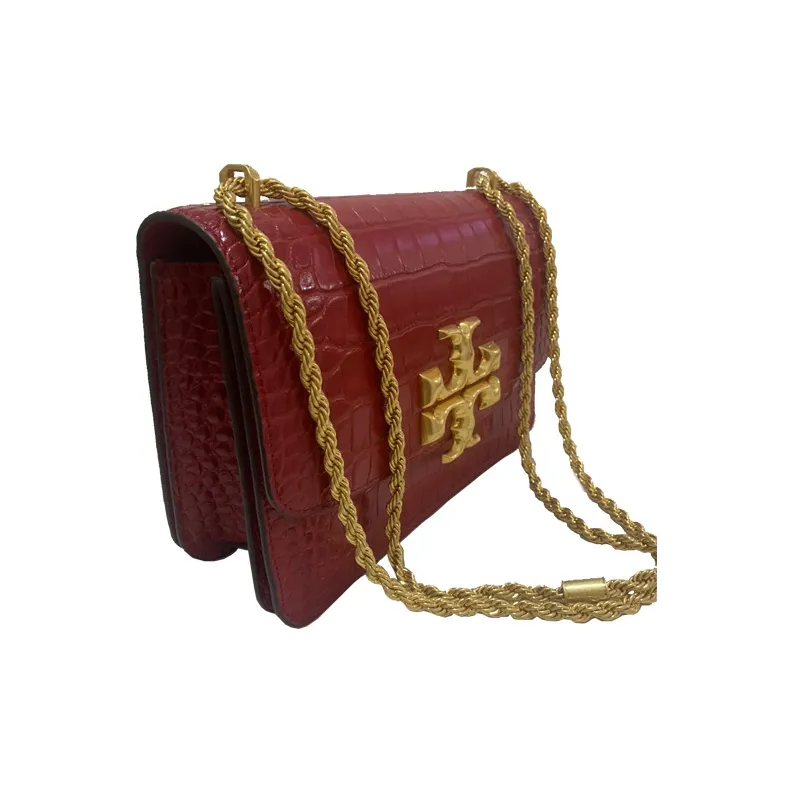 TORY BURCH Eleanor Crocodile Leather With Cow Leather Shoulder Bag, Crossbody Bag Women's Red-1