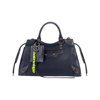 Balenciaga Neo Classic Cow Leather One Shoulder Handbags Regular Men's Dark Blue