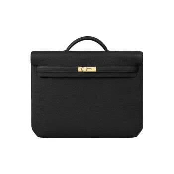 HERMES Kelly Depeches Cow Leather Handbag 36 Men's Black