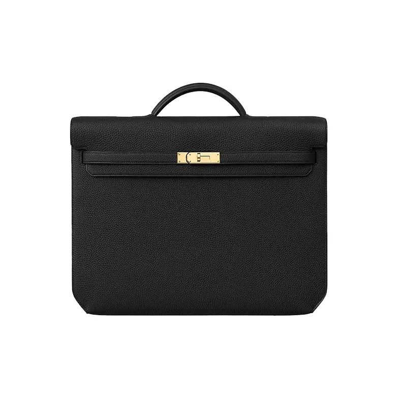 HERMES Kelly Depeches Cow Leather Handbag 36 Men's Black-0