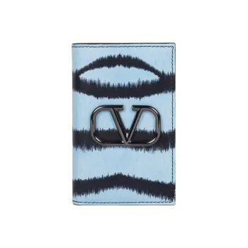Valentino Cow Leather Card Clip Card Holder Regular Men's Blue
