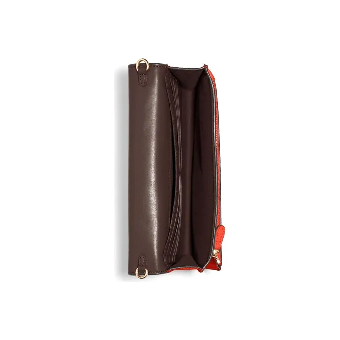 COACH Leather Small Square Bag Clutch Crossbody Bag Shoulder Bag Women's Orange Red-2
