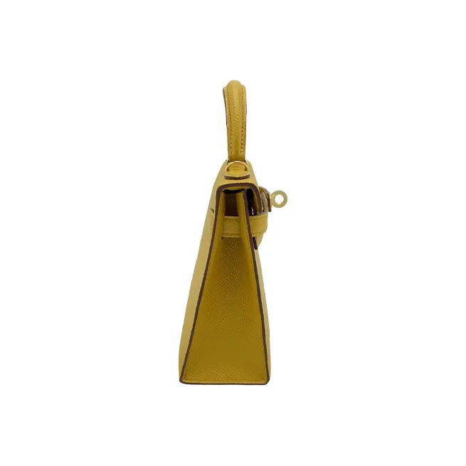 HERMES Mini Kelly 2nd Generation Epsom Leather Kelly Bag Handbag Mini Women's Amber Yellow-1