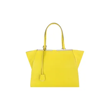 FENDI Textured Leather Handbag Women's Yellow