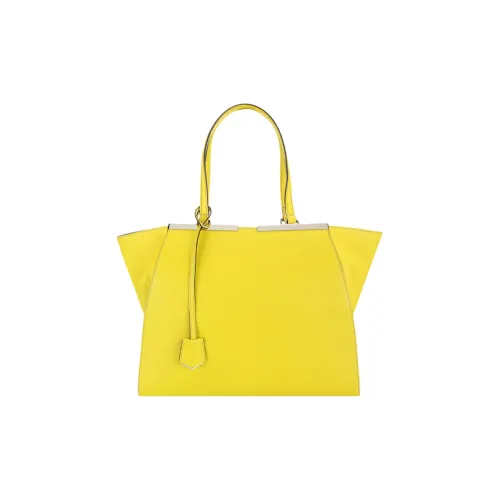 FENDI Textured Leather Handbag Women's Yellow