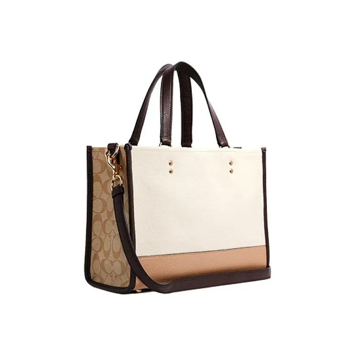 COACH Leather Tote Bag Shopping Bag Shoulder Bag Crossbody Bag Handbags Large Size Women's White & Light Khaki-1