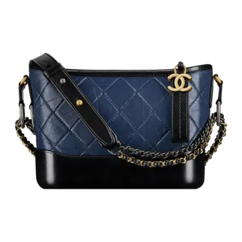 CHANEL Gabrielle Cow Leather Hobo Bag, Handbag, Shoulder Bag, Crossbody Bag Small Size Women's Blue Black