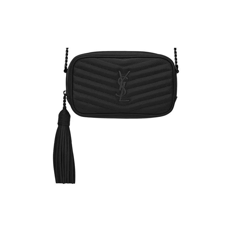SAINT LAURENT LOU Quilting Leather Chain Bag Crossbody Bag Camera Bag Shoulder Bag Women's Black-0