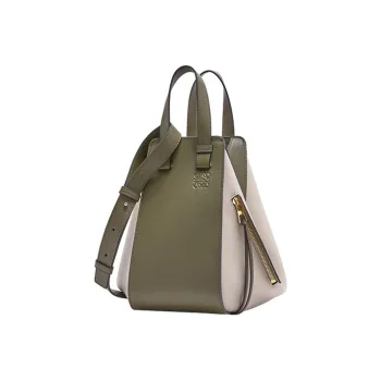 LOEWE Hammock Classic Cow Leather Hammock Bag Handbag Shoulder Bag Crossbody Bag Small Size Women's Green/Light Oat