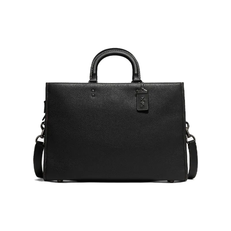 COACH Rogue Leather Briefcase Large Size Unisex Black-0