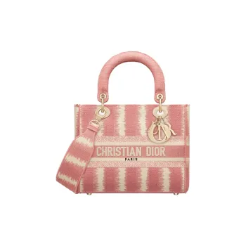 DIOR Lady Dior Embroidery Lady Dior Bag, One Shoulder Handbag Medium Size Women's Pink