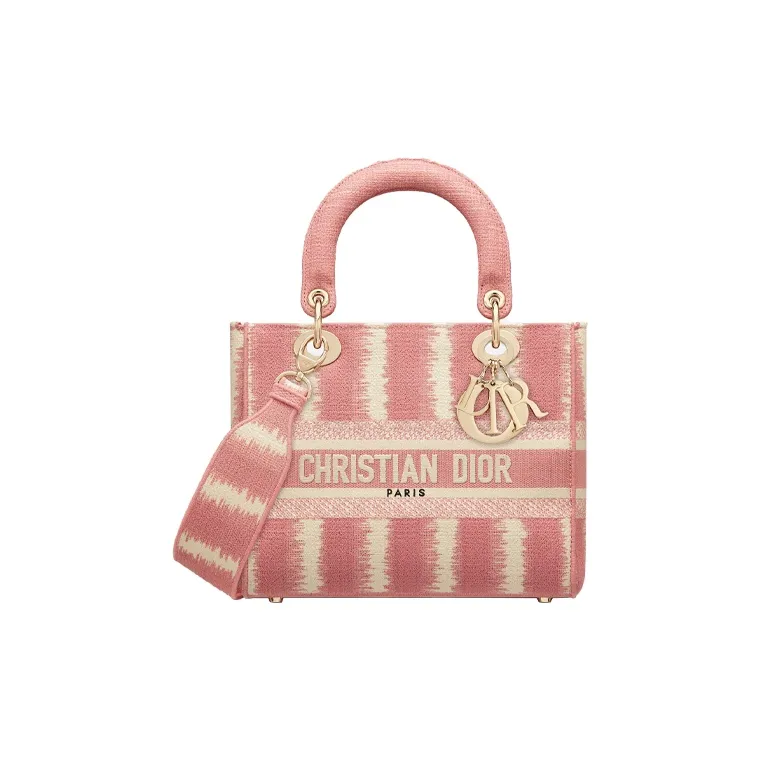 DIOR Lady Dior Embroidery Lady Dior Bag, One Shoulder Handbag Medium Size Women's Pink-0