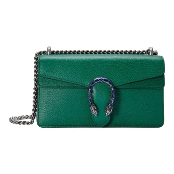 GUCCI Dionysus Leather Shoulder Bag, Crossbody Bag Small Size Women's Green