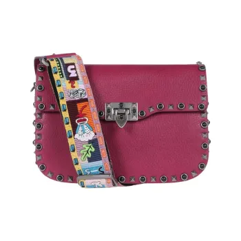 Valentino Calfskin Crossbody Bag, Shoulder Bag Women's Dark Purple